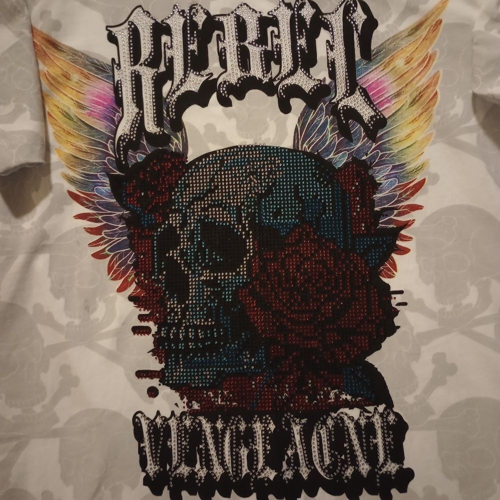 🆕☠️Rebel Vengeance Rhinestones Graphics Tee - Picture 2 of 4